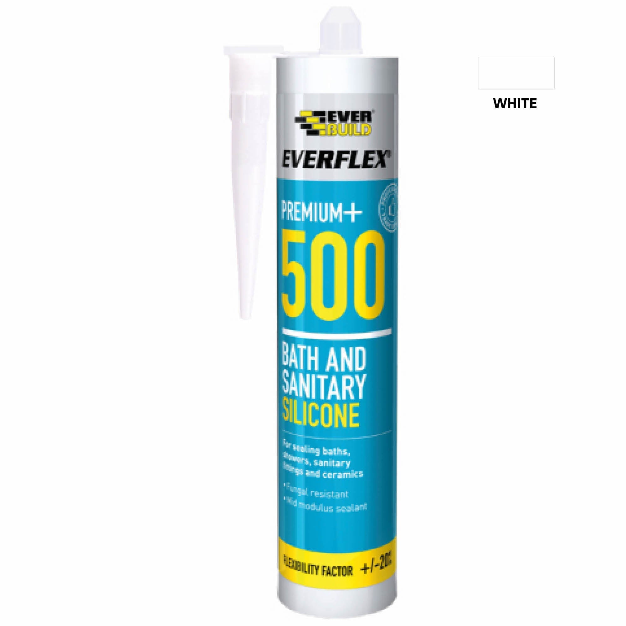 EverBuild Premium+ 500 Bath & Sanitary Silicone White 290ml