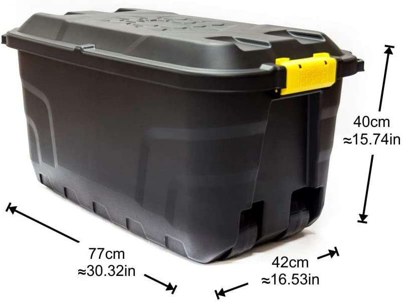 Strata 75 Litre Heavy Duty Plastic Smart Box Trunk Lid with Clip Lock and Wheels (HW441)