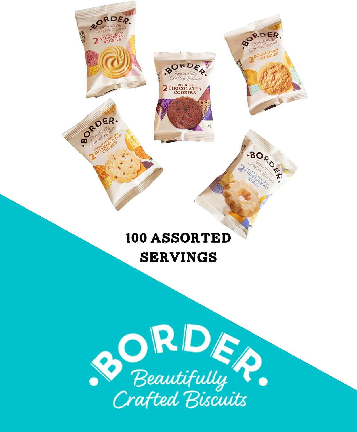 Border Biscuits Mini Packs 5 Varieties Twin Packs (Pack of 100) MP100