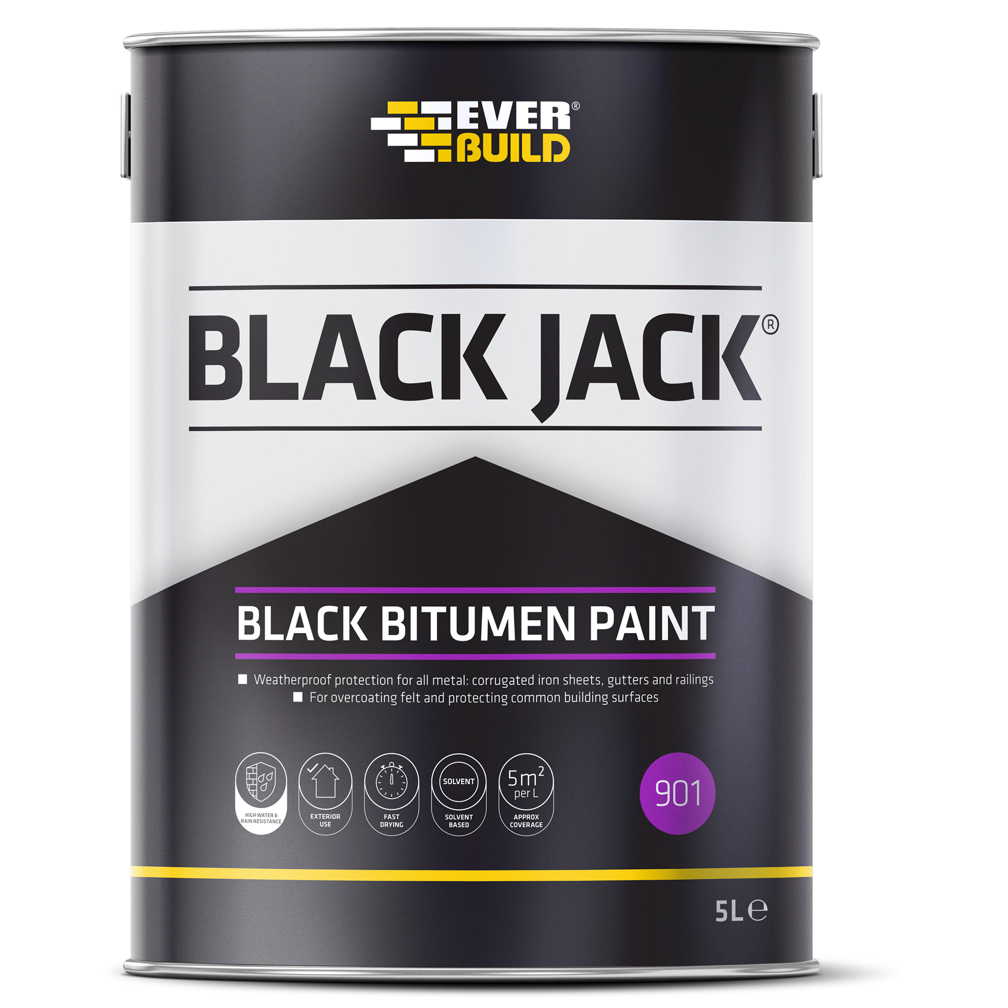 EverBuild 901 Black Jack - Black Bitumen Paint - 5 Litre